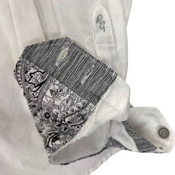 Robert Graham White Button Up LS Shirt Contrasting Collar Cuffs Classic - Picture 13 of 16